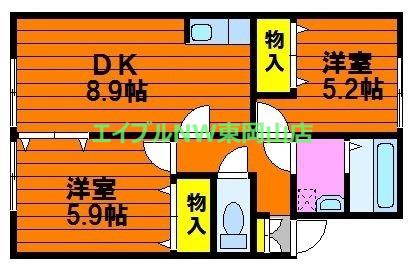 リバーサイド金岡A(2DK/1階)の間取り写真