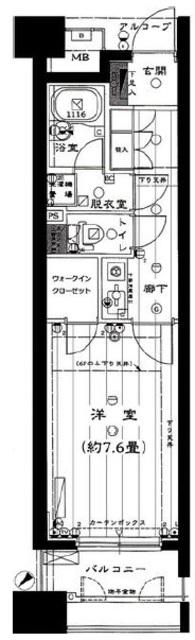 エフローレ日本橋(1K/6階)の間取り写真
