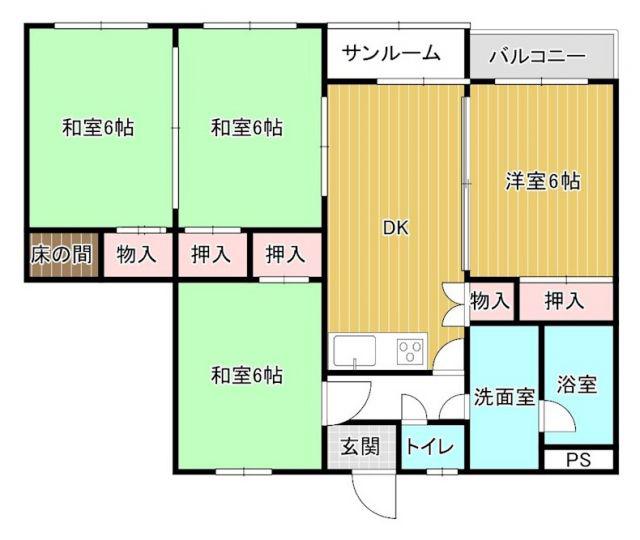 繁久寺ハイツ(4DK/2階)の間取り写真