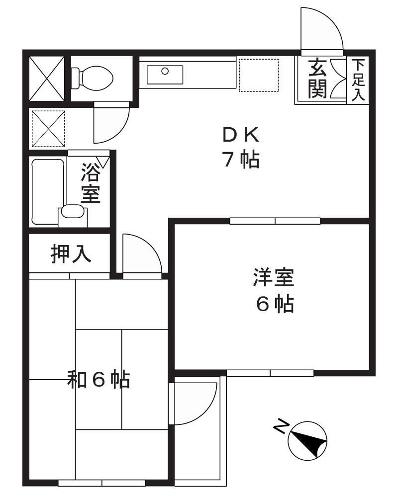キャッスルくらや(2DK/3階)の間取り写真