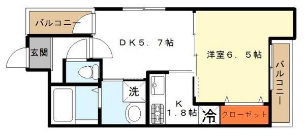 フジパレス清水丘Ⅱ番館(1DK/3階)の間取り写真