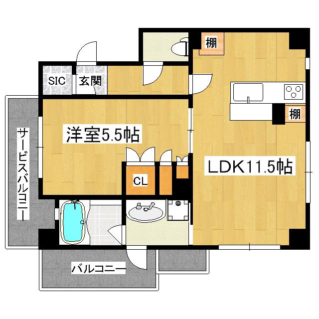 アメニティ山科駅前(1LDK/2階)の間取り写真