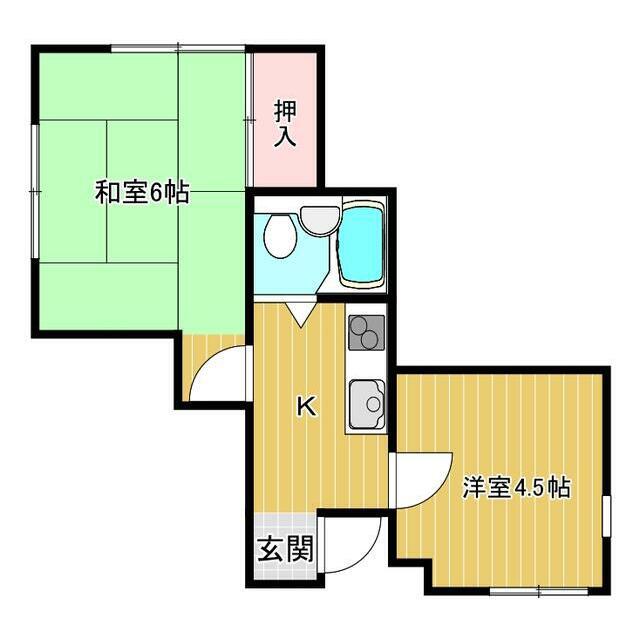 大町コーポ3(2K/2階)の間取り写真