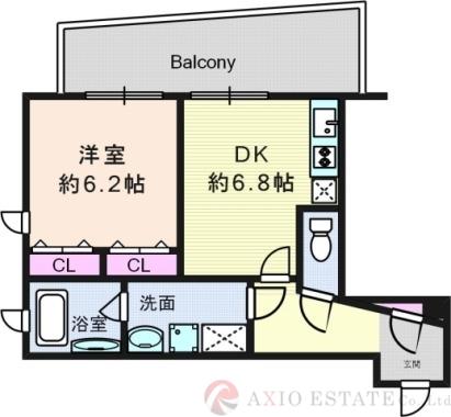 サンレムート江坂セカンド(1DK/9階)の間取り写真