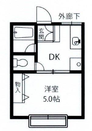 シティハイムサクセスI(1K/2階)の間取り写真