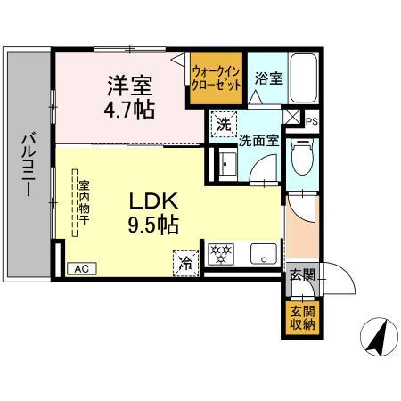 D-ROOM D-CREST駅前3丁目(1LDK/3階)の間取り写真