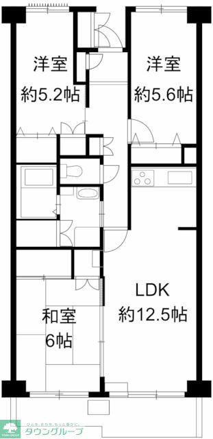 小手指ハイツB(3LDK/3階)の間取り写真