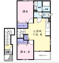 ル・グランブルーA(2LDK/2階)の間取り写真