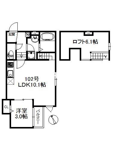 ポラリス小頭町(1LDK/1階)の間取り写真