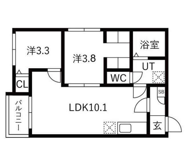 ILUSION桜本町(2LDK/2階)の間取り写真