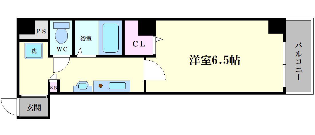 ドエル心斎橋(1K/8階)の間取り写真