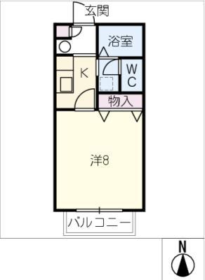 サンフレンズ徳重 B棟(1K/2階)の間取り写真