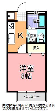 アミティエ(1K/1階)の間取り写真