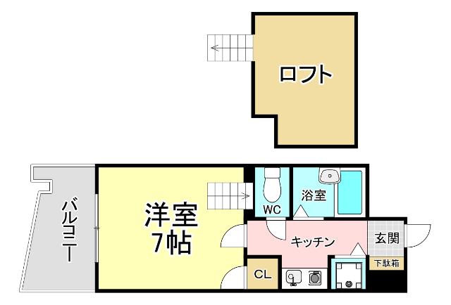 アソルティ徳力(1K/7階)の間取り写真