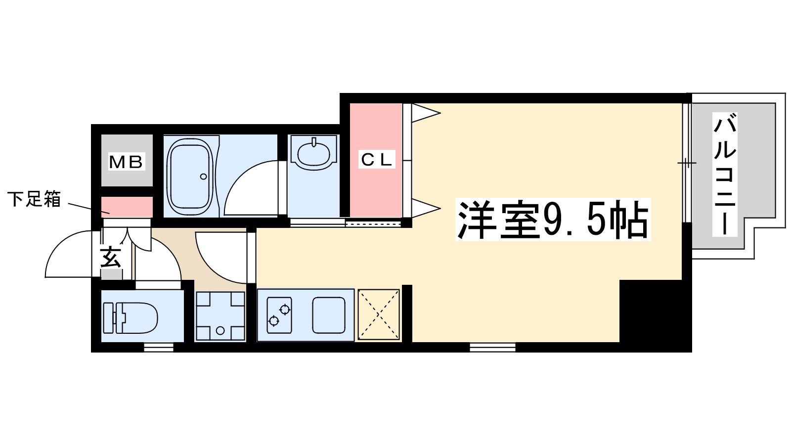 ファーストステージ江坂広芝町2(ワンルーム/9階)の間取り写真