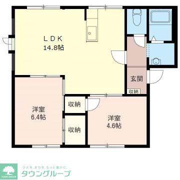 サンハイツフジII(2LDK/1階)の間取り写真