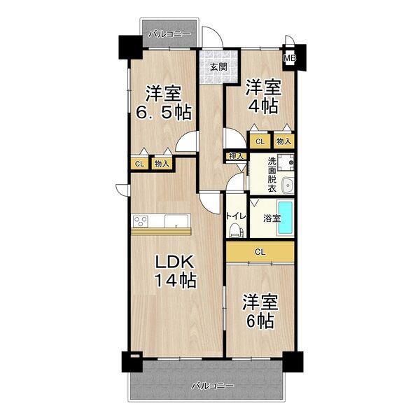 グランブルー宿屋町(3LDK/8階)の間取り写真