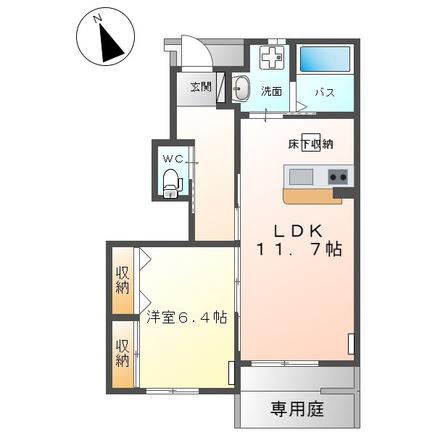 レ・セーナ 1LDK(1LDK/1階)の間取り写真