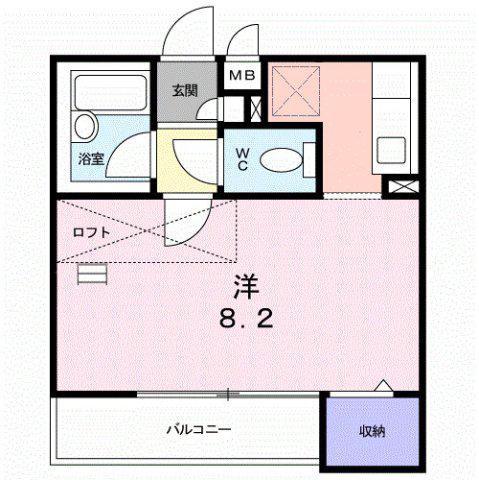 ビ・サイドⅡ(ワンルーム/2階)の間取り写真