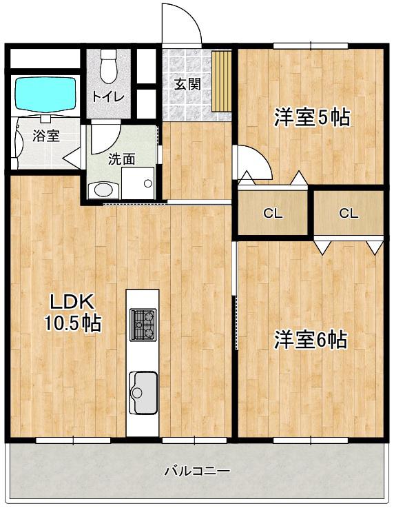 城南アベニュー(2LDK/3階)の間取り写真