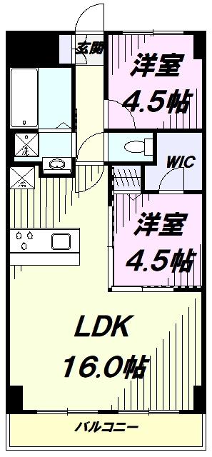 テルプシコレ東村山(2LDK/1階)の間取り写真