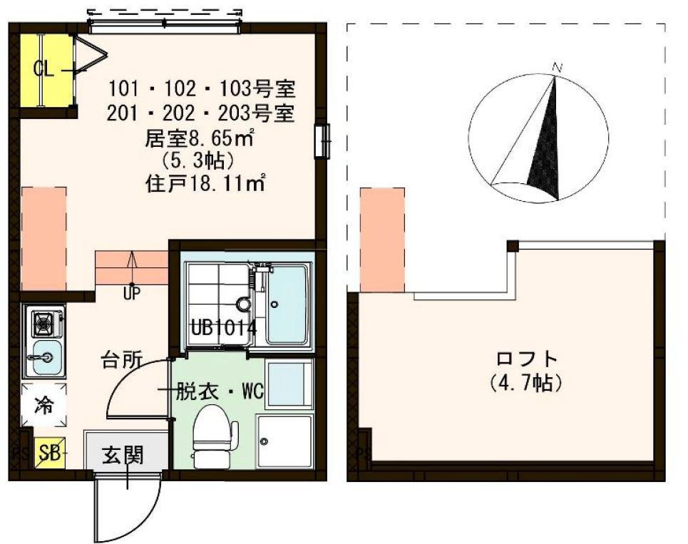 ハーモニーテラス北小岩VII(ワンルーム/1階)の間取り写真