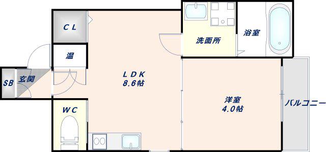 サンシエ南巽(1LDK/3階)の間取り写真