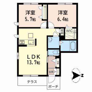 グランメール小坂(2LDK/1階)の間取り写真