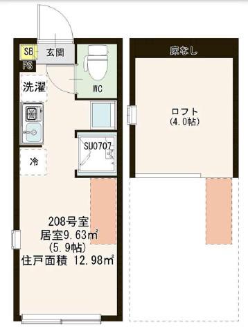 KOSEI MASION松が丘(ワンルーム/2階)の間取り写真