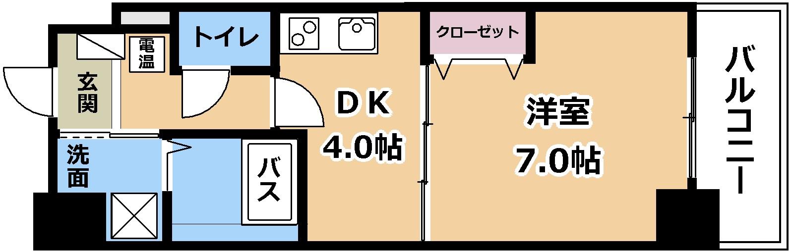 イクスコート大津駅前店(1DK/11階)の間取り写真