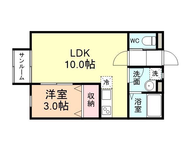 EXCEL SQUARE(1LDK/1階)の間取り写真
