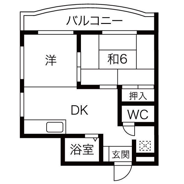 レジデンス光和N104棟(2DK/2階)の間取り写真
