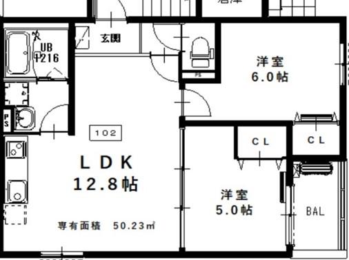 Dポルタ モデルノ(2LDK/2階)の間取り写真