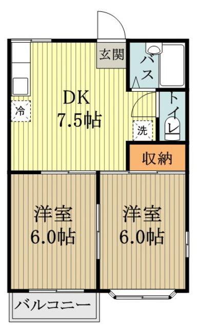 キャッスル古住(2DK/2階)の間取り写真