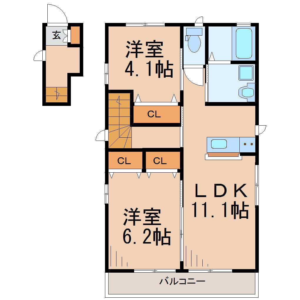 辻堂PARKCOURT(2LDK/2階)の間取り写真