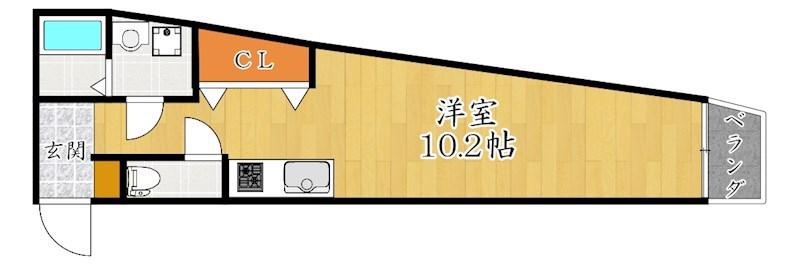 JOB-II号館(ワンルーム/1階)の間取り写真