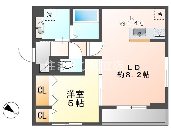 レジデンス寿(1LDK/3階)の間取り写真