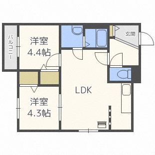 スプレンドールノルド20(2LDK/1階)の間取り写真
