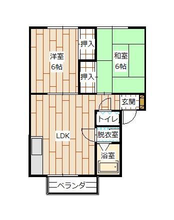 コーポ イシザワ(2LDK/2階)の間取り写真