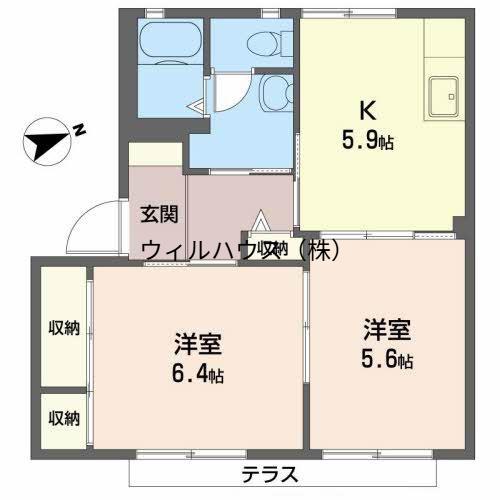 ラ・フォーレ深井H棟(2K/1階)の間取り写真