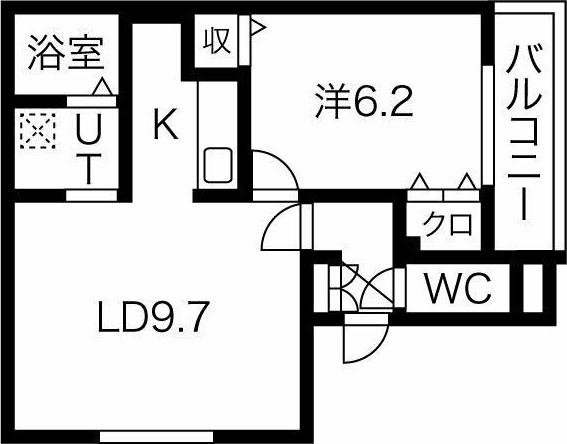 シエル本町(1LDK/3階)の間取り写真