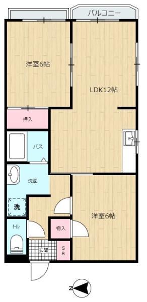 メゾングランドールⅠ(2LDK/1階)の間取り写真