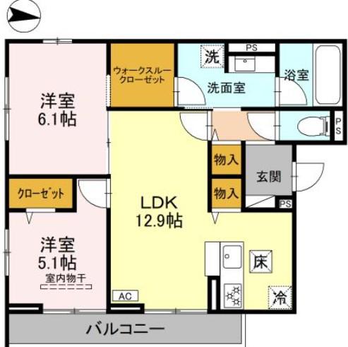 ヴェルデ(2LDK/3階)の間取り写真