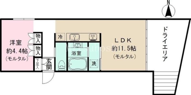 ルビア中野坂上(1LDK/1階)の間取り写真