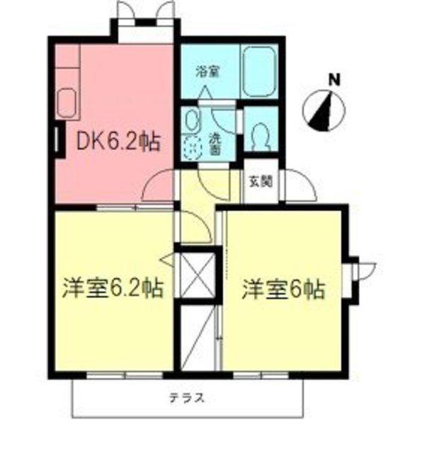 ピースフル・B(2DK/1階)の間取り写真