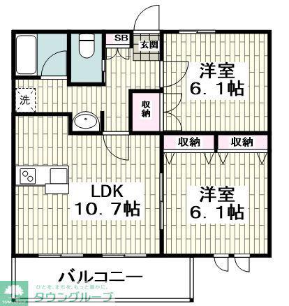 GRACE HILLS COURTグレイスヒルズコート(2LDK/2階)の間取り写真