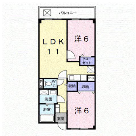レフィナード吹上(2LDK/2階)の間取り写真