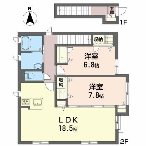 シュクレ(2LDK/2階)の間取り写真