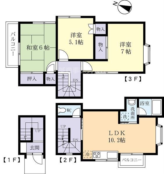 松代テラスハウス A(3LDK/1階)の間取り写真