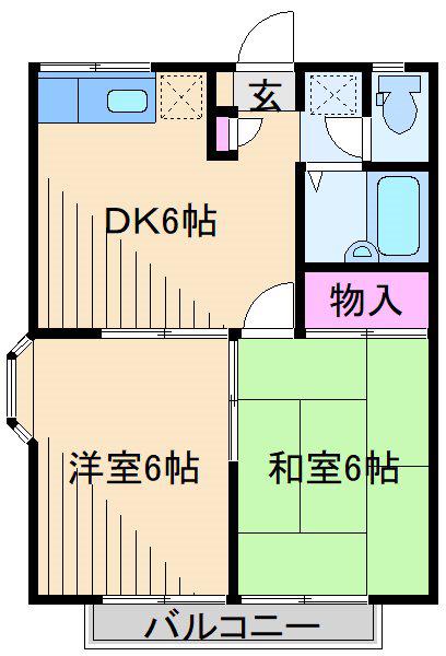 エステートピアモリ(2DK/1階)の間取り写真